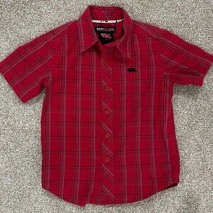 Tony Hawk Short sleeved button down plaid shirt - Toddler Size 4T - Red